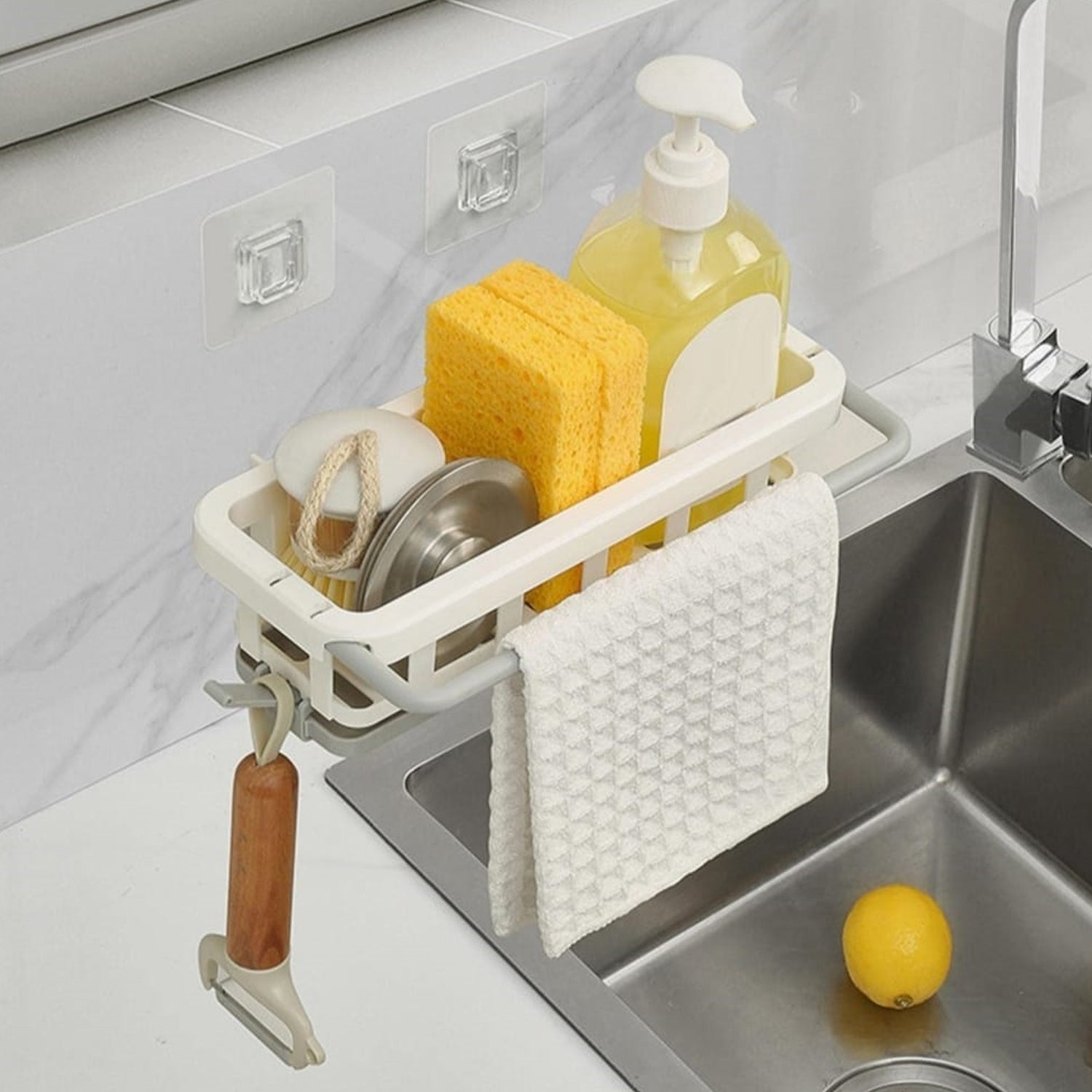 8788 Multipurpose Platic Hanging Drain Rack Retractable Sponge Storage Hanging Rack With Adhesive Hook for Kitchen and Bathroom Dishcloth Holders Basket Drying Tray Organizer 8788 Multipurpose Platic Hanging Drain Rack Retractable Sponge Storage Hanging Rack With Adhesive Hook for Kitchen and Bathroom Dishcloth Holders Basket Drying Tray Organizer